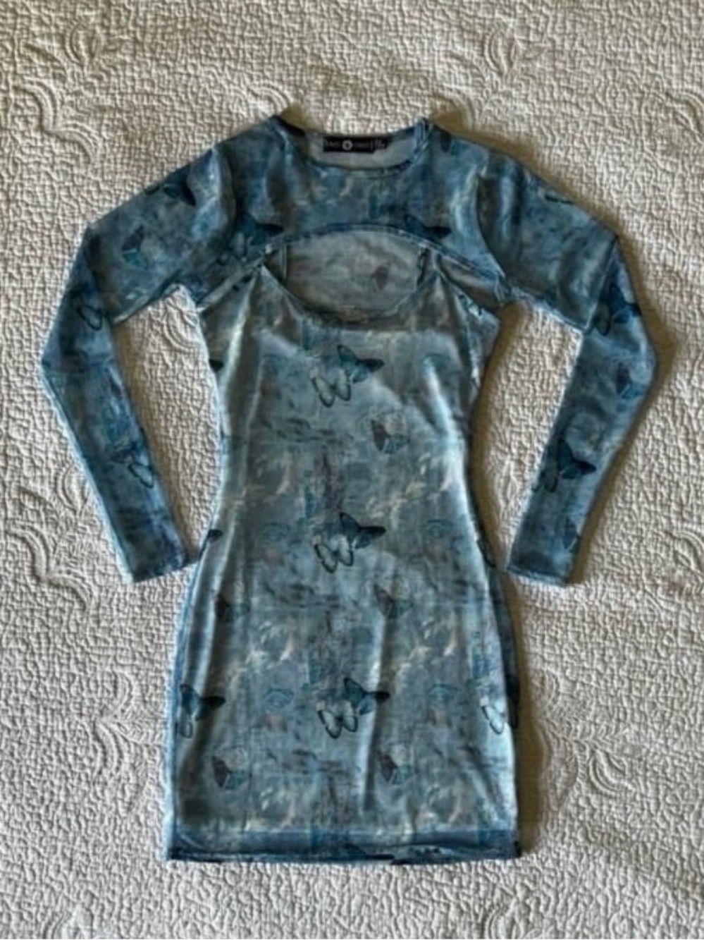 NWOT - Daisy Street - ‘Mesh Layered Mini Dress’ - Blue - Medium